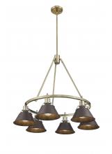  3306-6 AB-RBZ - Orwell AB 6 Light Chandelier in Aged Brass with Rubbed Bronze shades